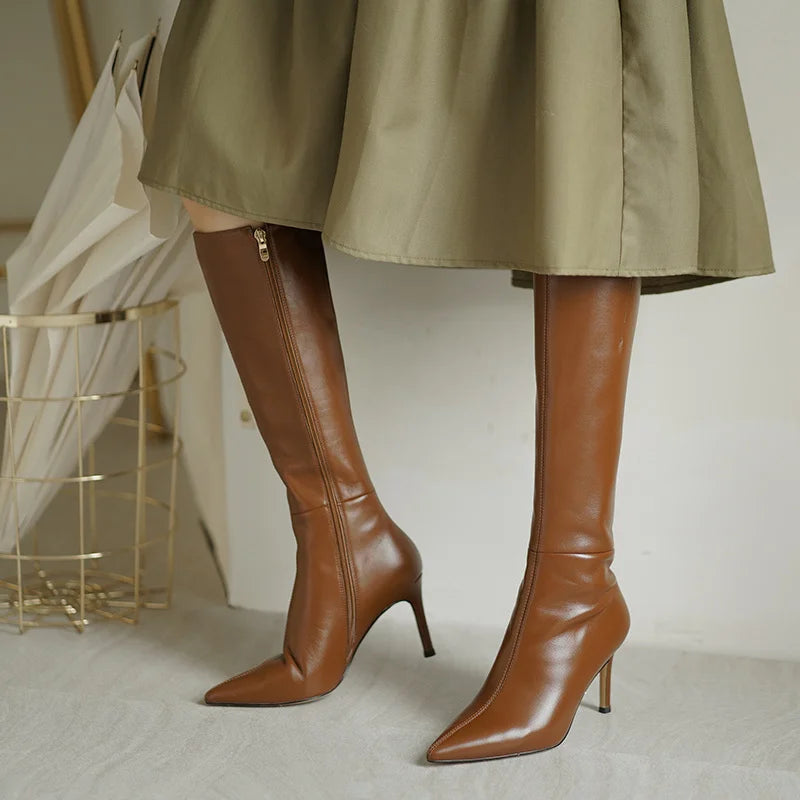 Charlotte Leather Knee Boots