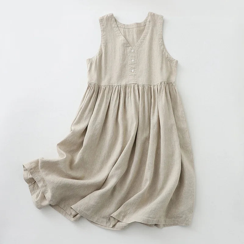 Mira Sleeveless Linen Dress