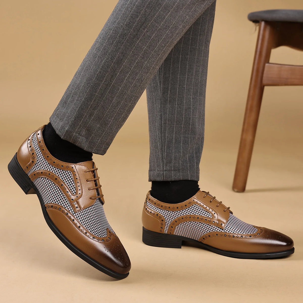 Preston Houndstooth Leather Oxfords