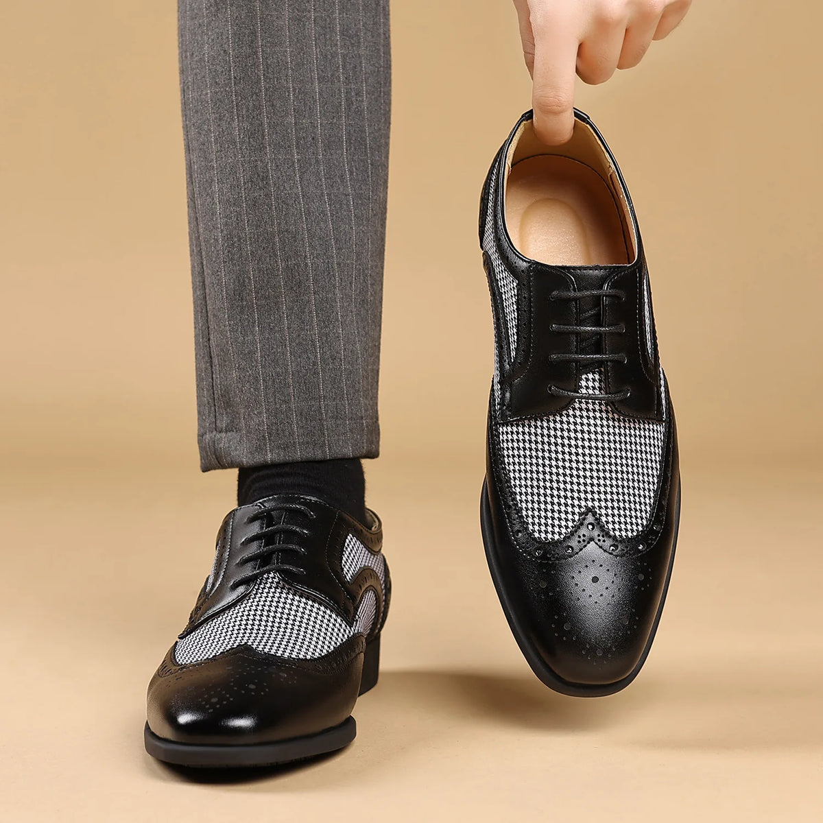 Preston Houndstooth Leather Oxfords