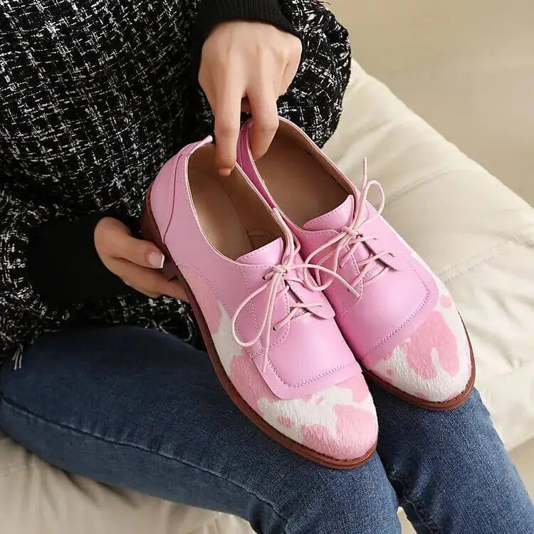 Piper Cow Print Oxfords