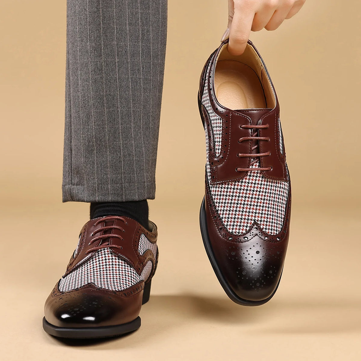 Preston Houndstooth Leather Oxfords