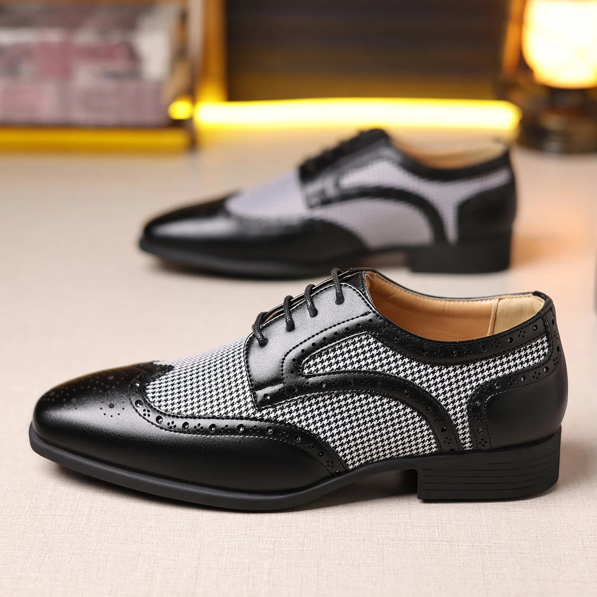 Preston Houndstooth Leather Oxfords