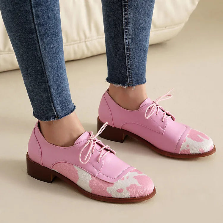 Piper Cow Print Oxfords