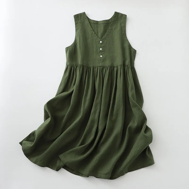 Mira Sleeveless Linen Dress