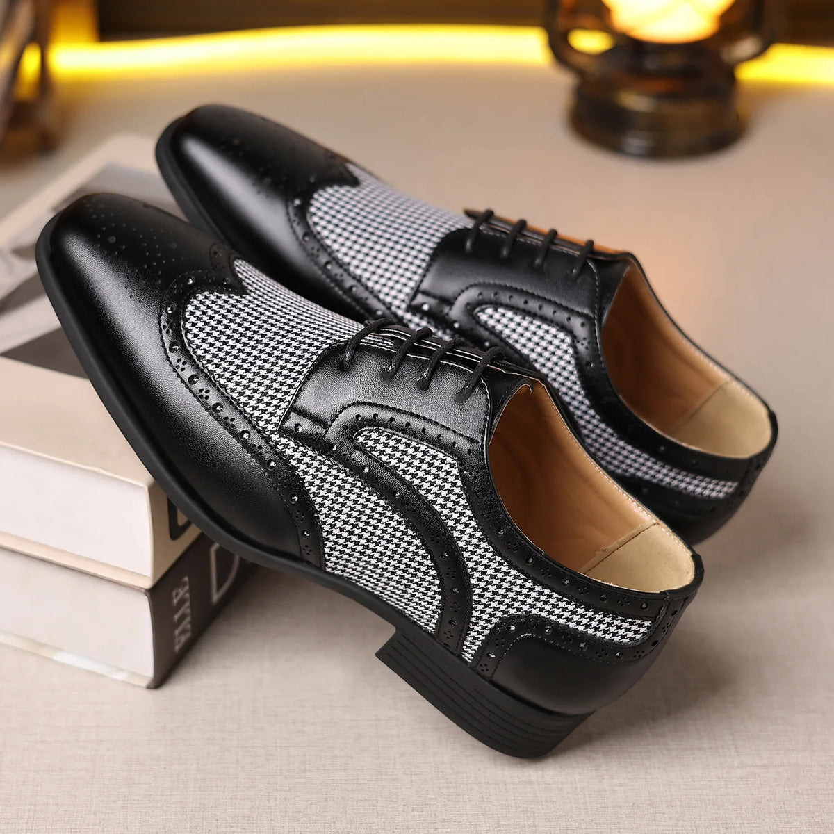 Preston Houndstooth Leather Oxfords