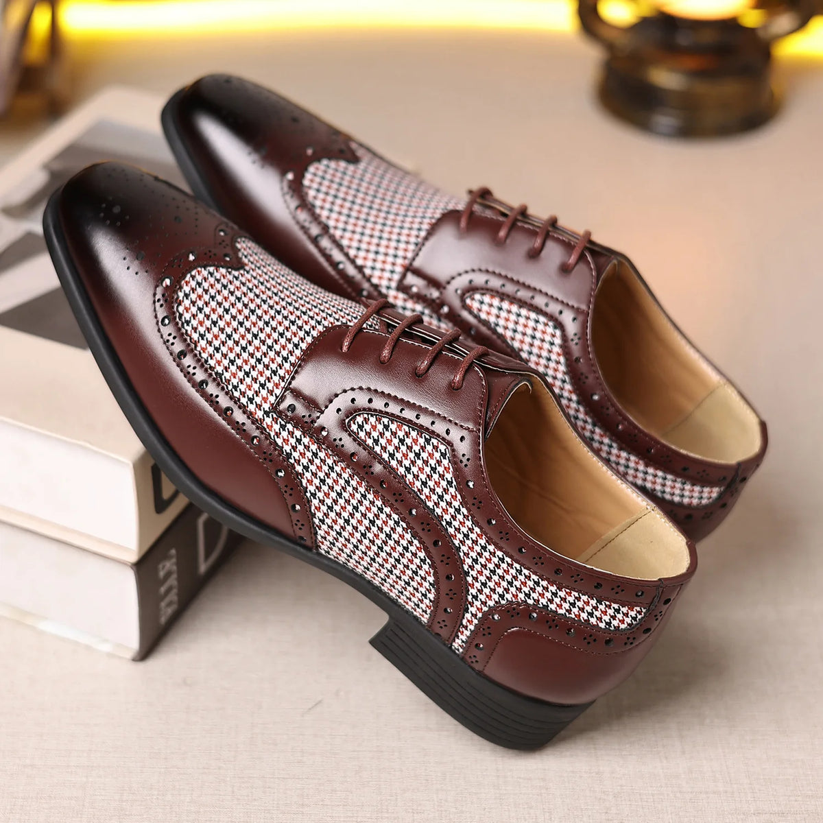 Preston Houndstooth Leather Oxfords