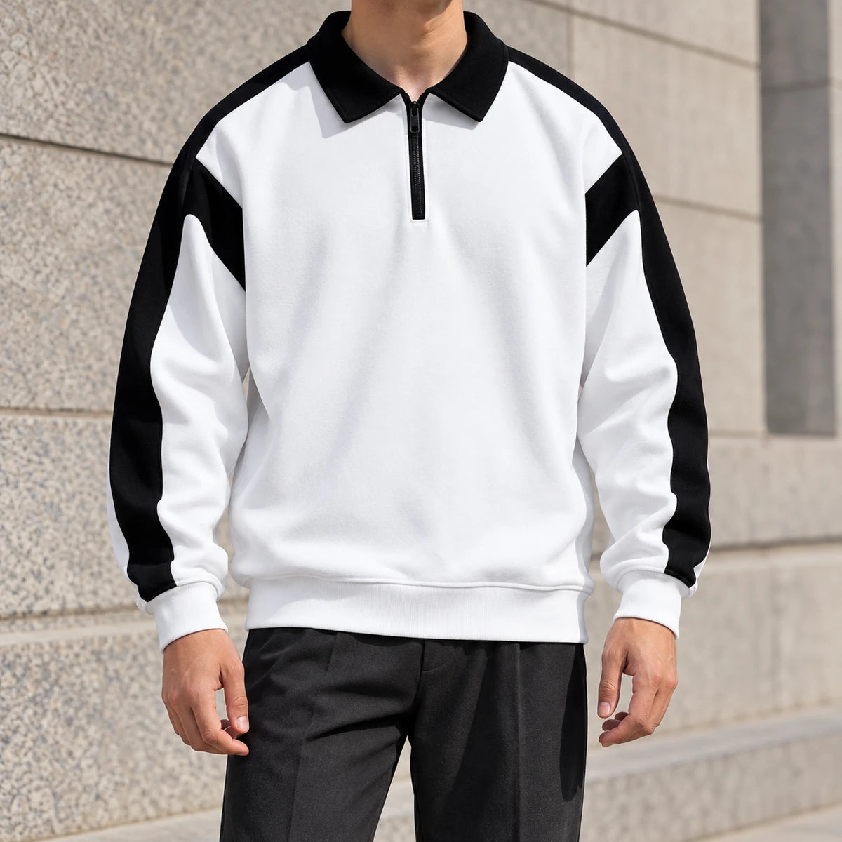 Knit Polo | Abel - White - lifestyle