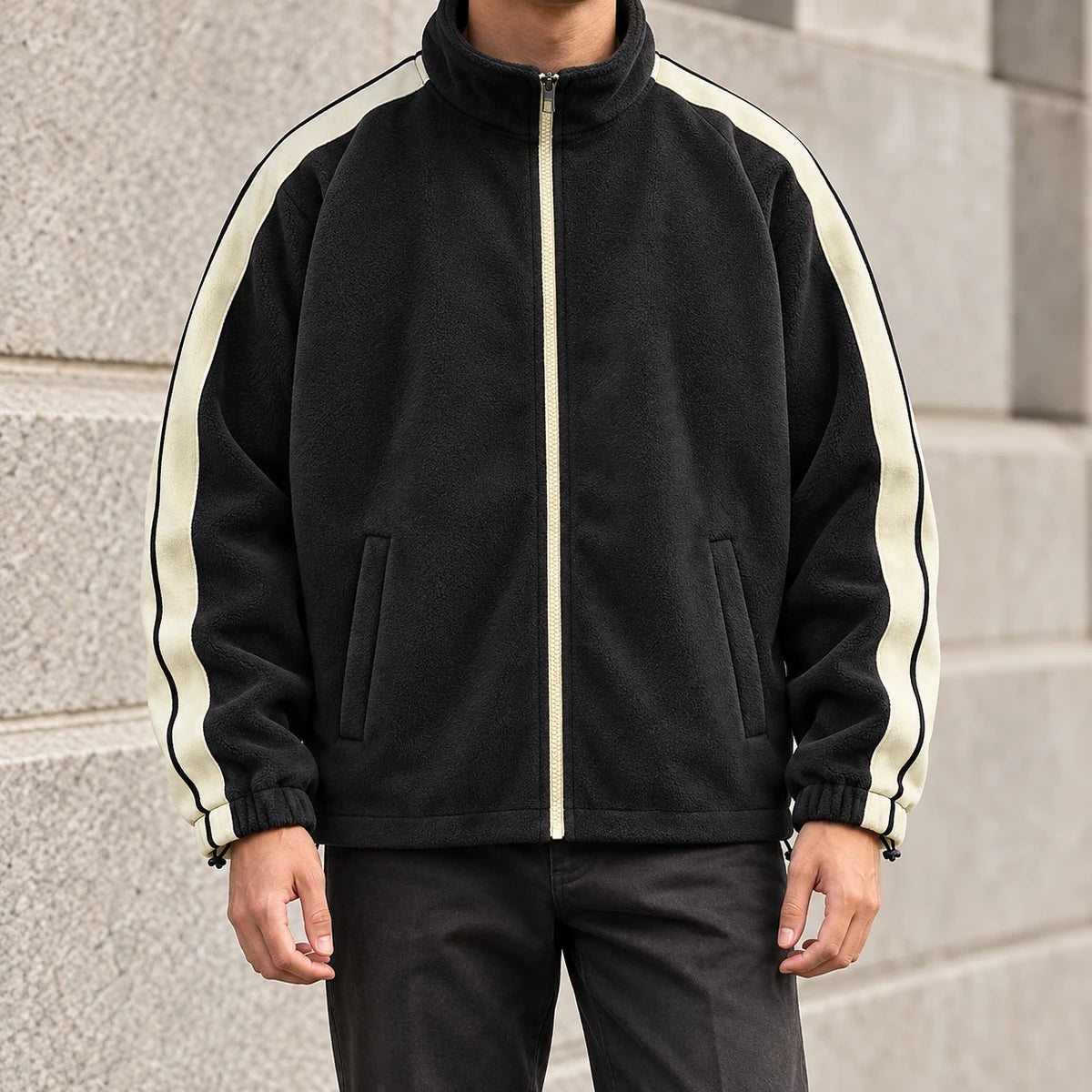 Fleece Jacket | Aldric - Black - lifestyle