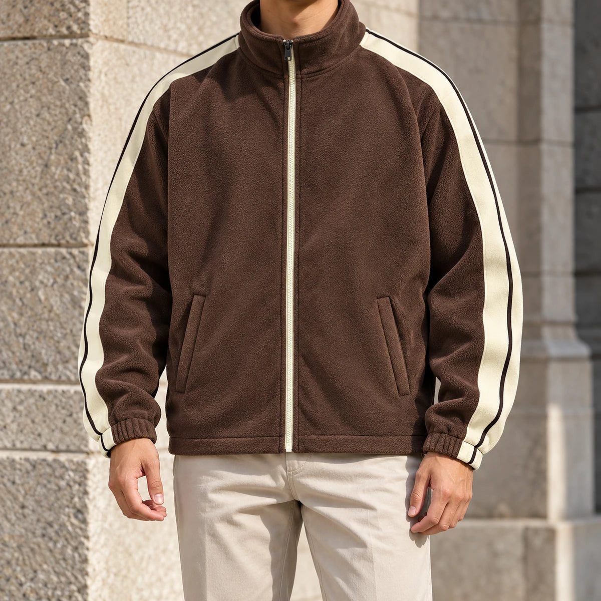 Fleece Jacket | Aldric - Brown - lifestyle