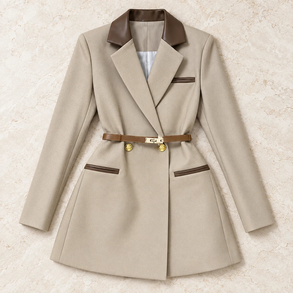 Twill Blazer | Noelle Beige flatlay view