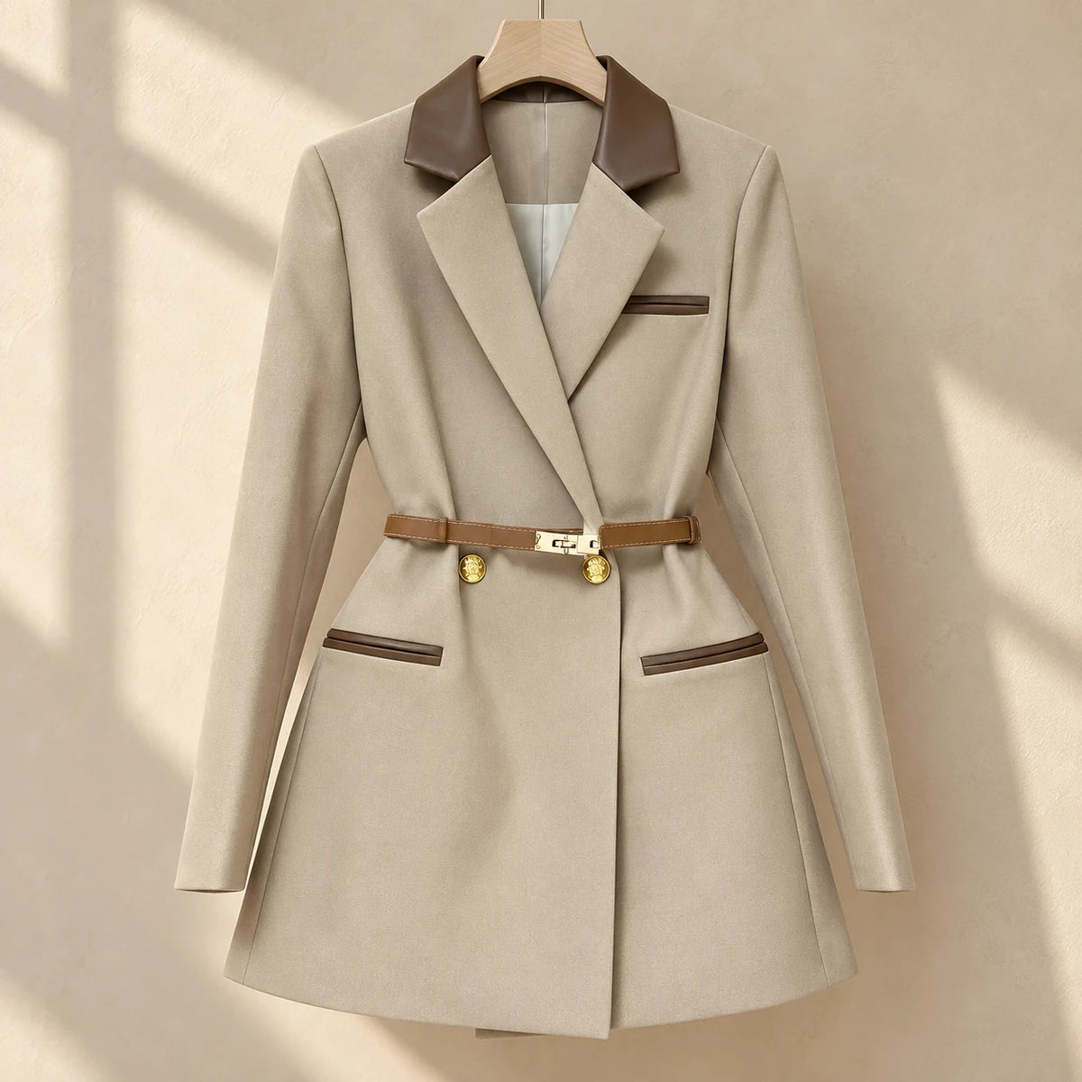 Twill Blazer | Noelle Beige hanging view