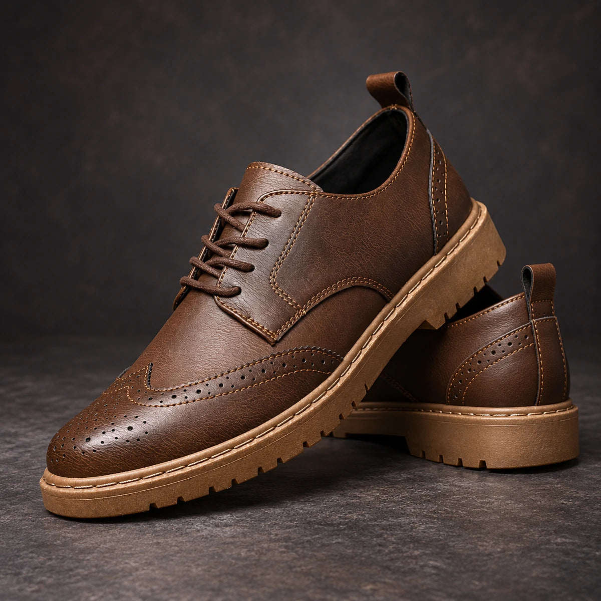 Leather Derbies | Audric Brown stacked pair