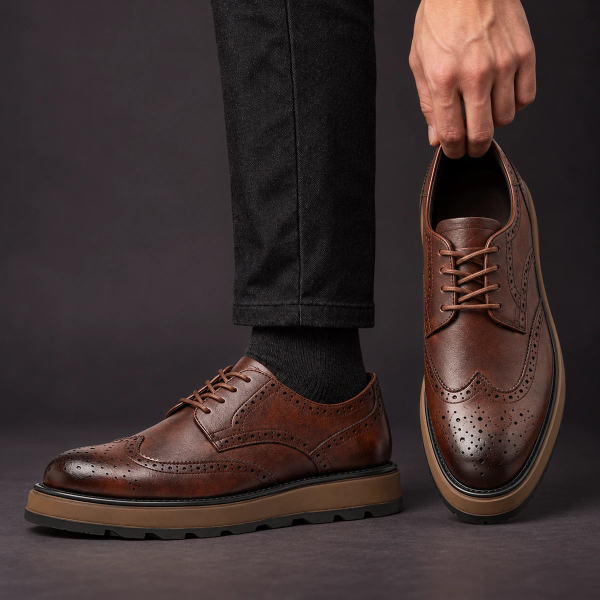 Leather Derbies | Wilfred Brown model handheld