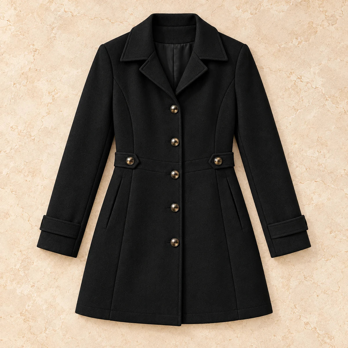 Cecilia Coat Black flatlay view