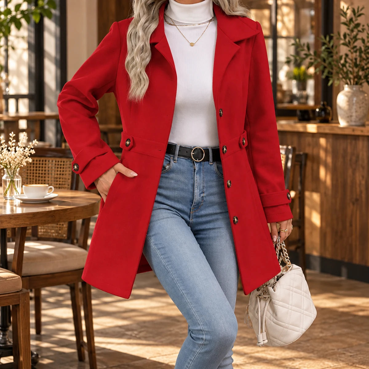 Cecilia Coat Red lifestyle view