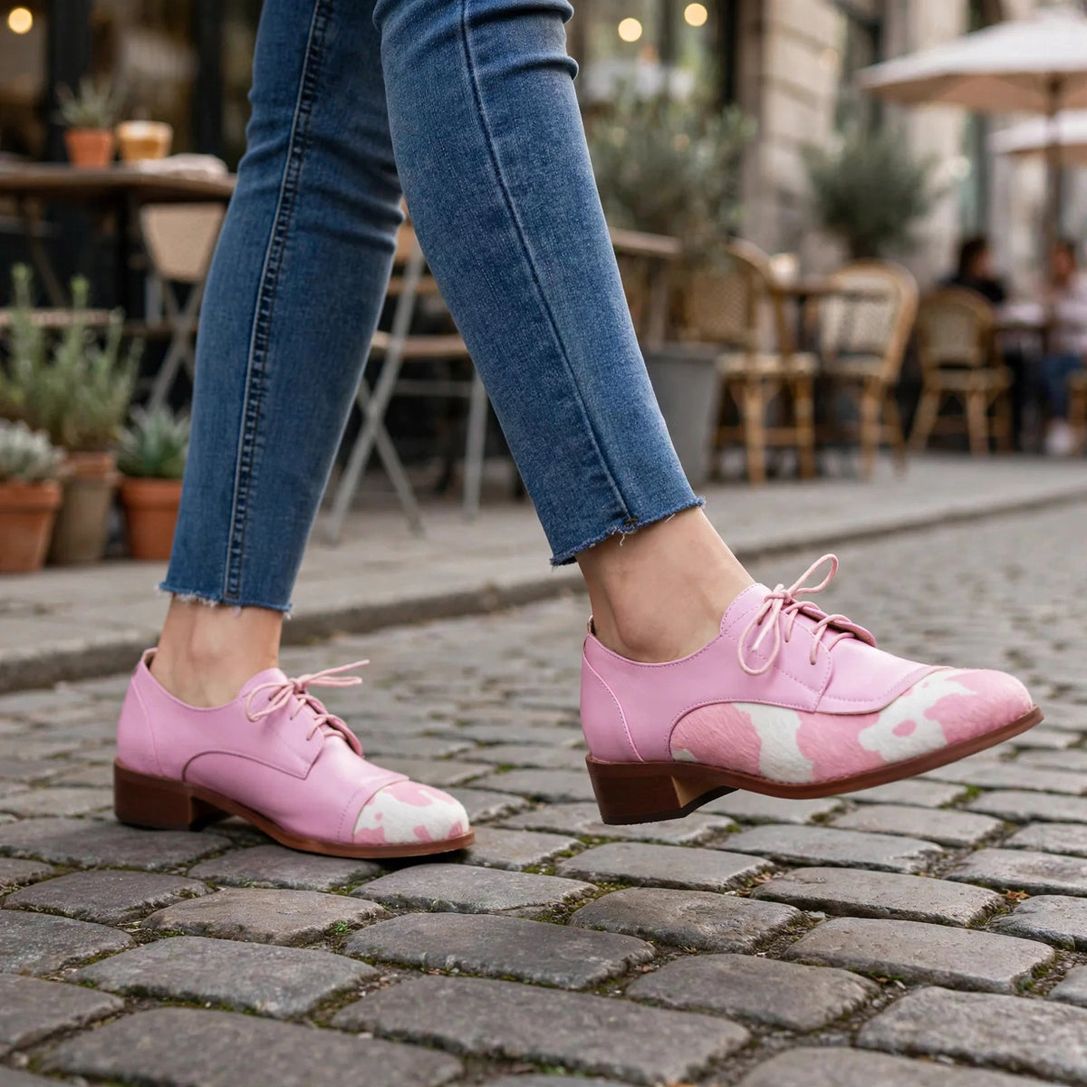 Piper Cow Print Oxfords