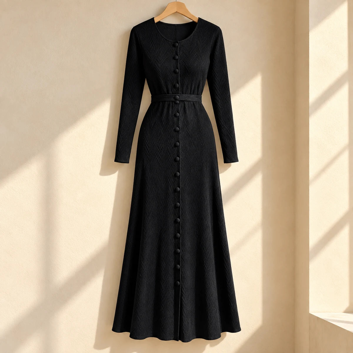 Knit Dress | Daphne Black hanging view