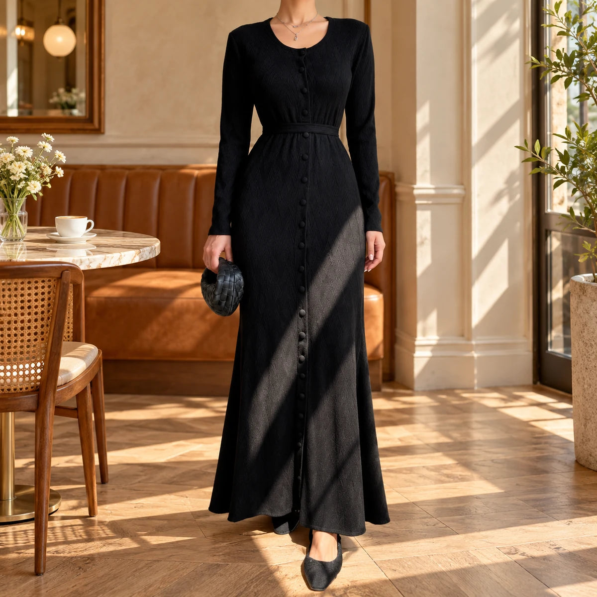 Knit Dress | Daphne Black lifestyle view