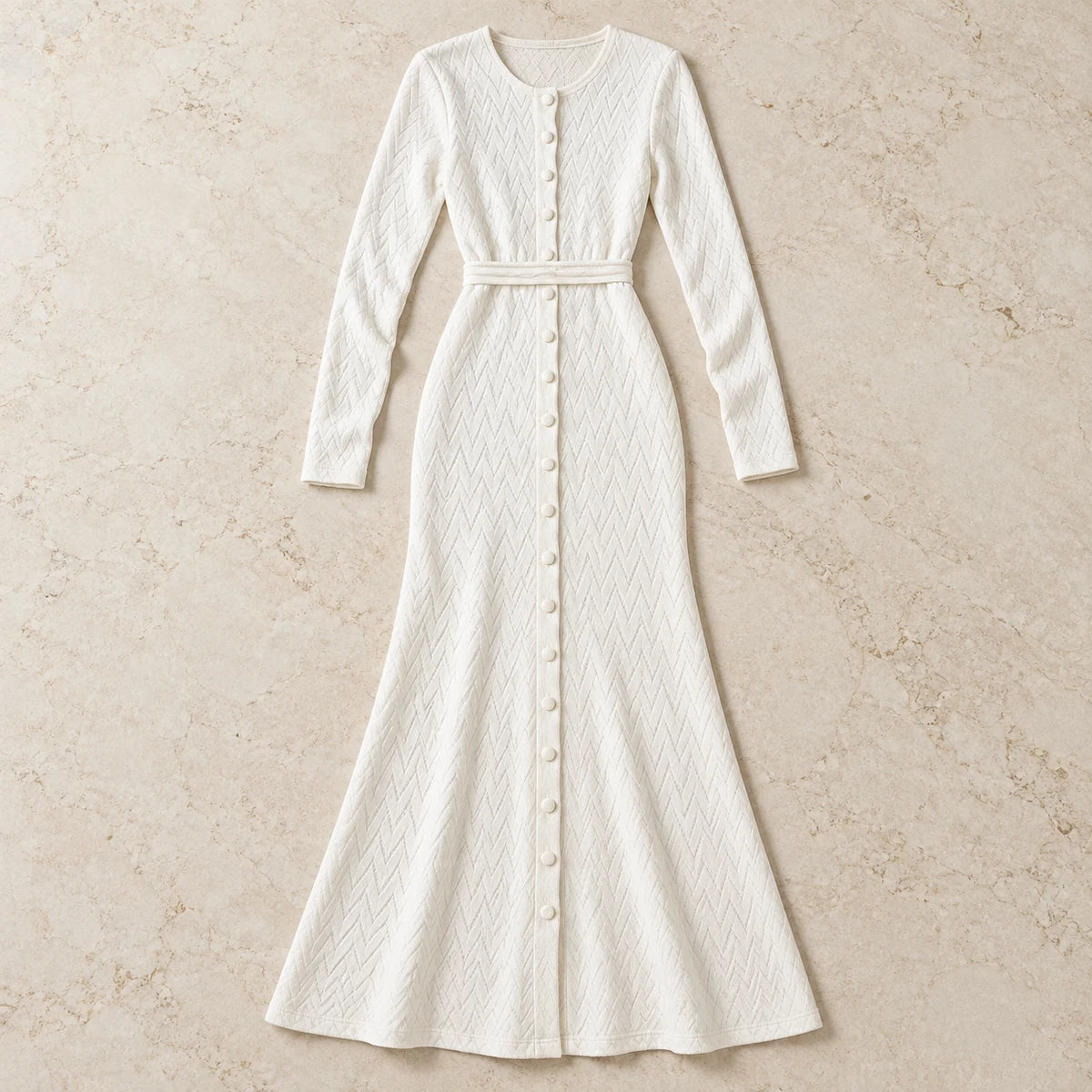 Knit Dress | Daphne White flatlay view