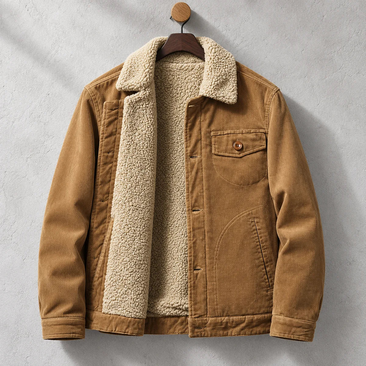 Corduroy Jacket | Alaric Tan sculpted hanger front