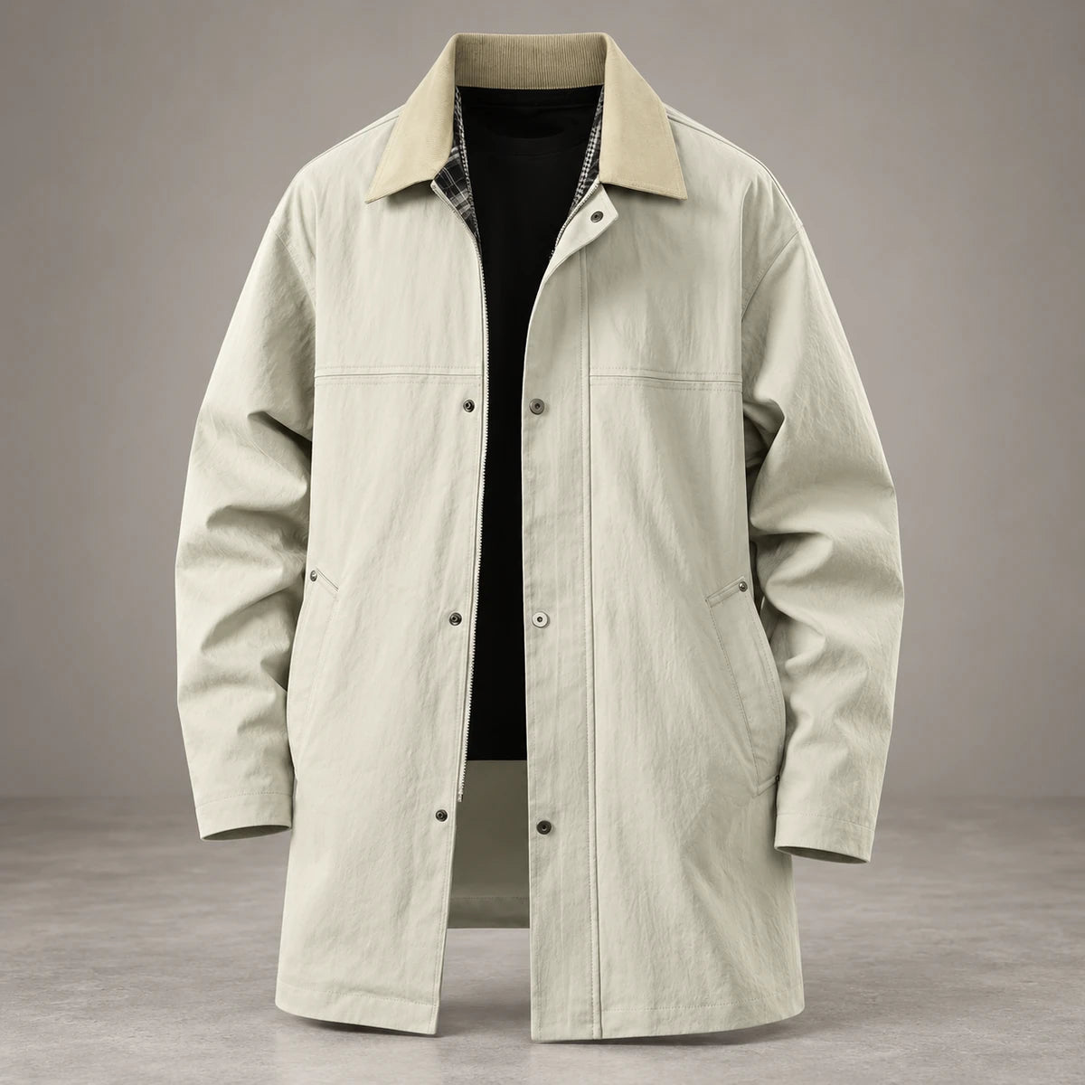 Corentin Jacket Beige sculpted studio front