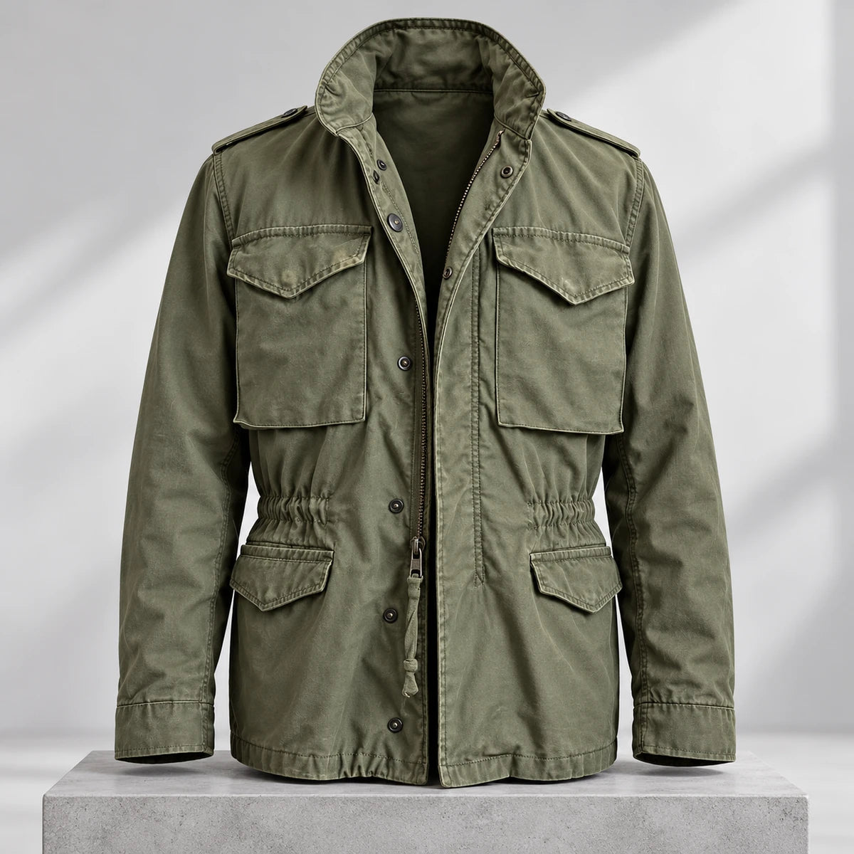 Cotton Blend Jacket | Lorcan Green sculpted front