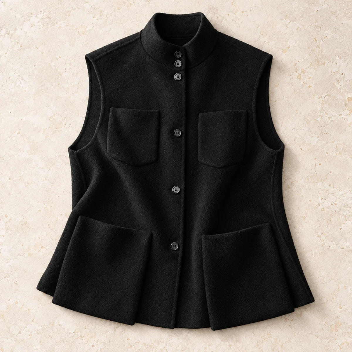 Cotton Blend Vest | Clarissa Black flatlay