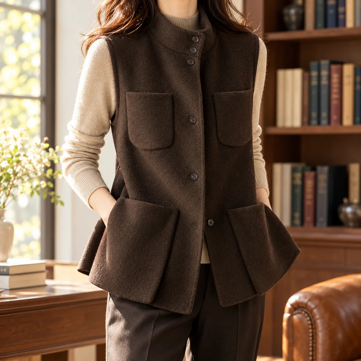 Cotton Blend Vest | Clarissa Brown lifestyle