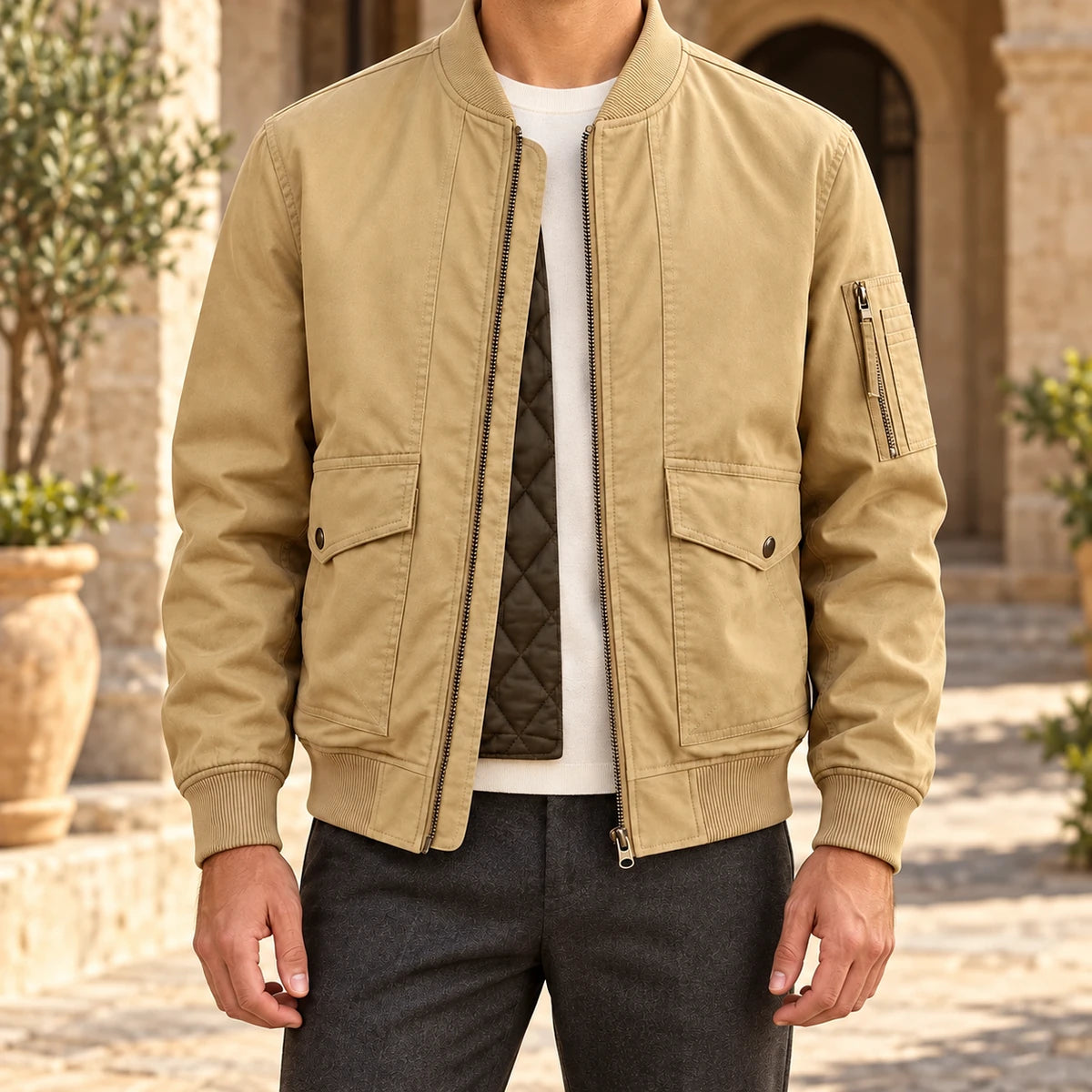Cotton Jacket | Aksel Beige model