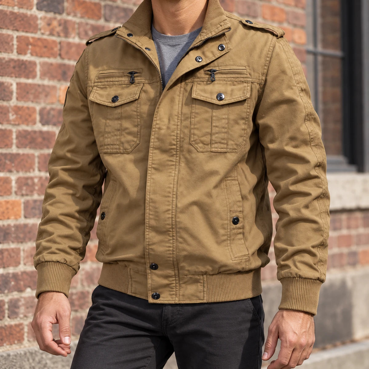 Cotton Jacket | Bertram Tan model brick front