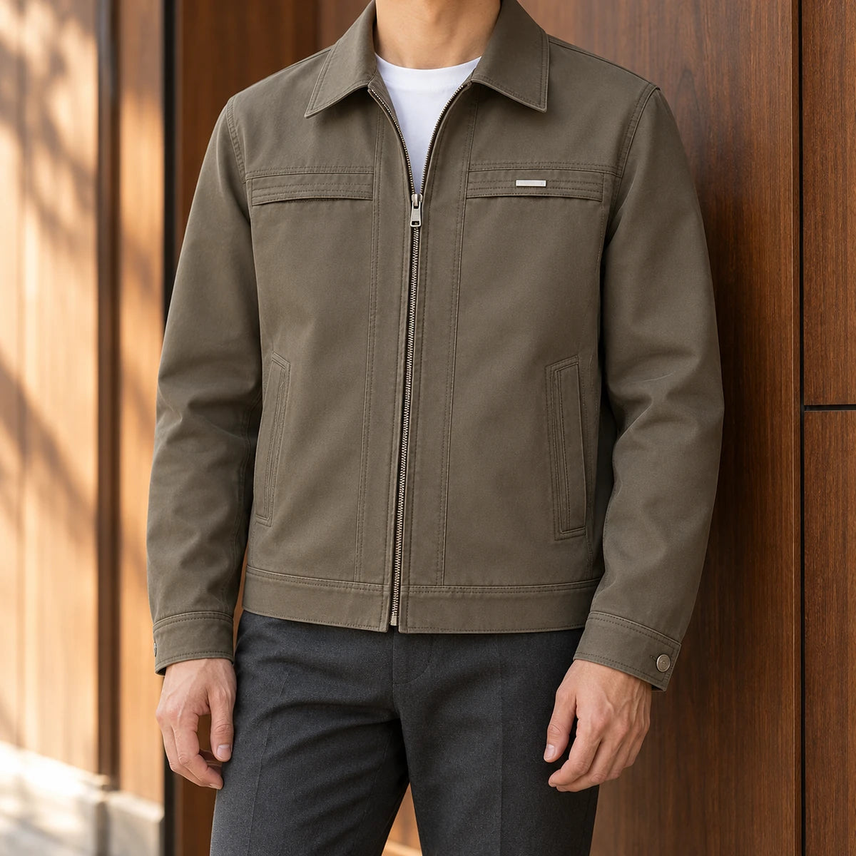 Cotton Jacket | Ivar Brown model worn