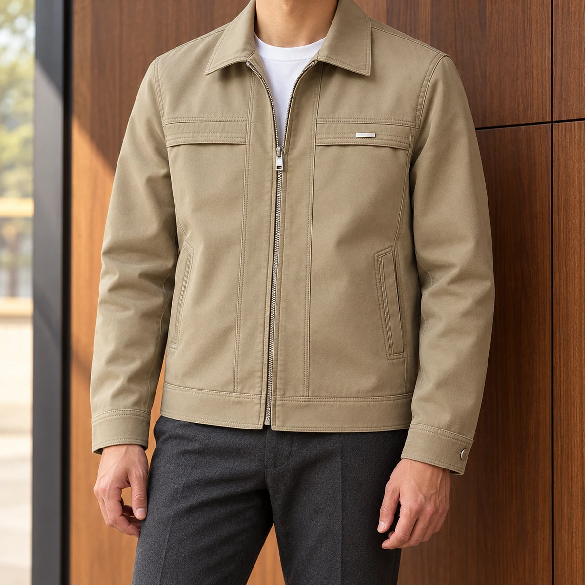 Cotton Jacket | Ivar Khaki model worn