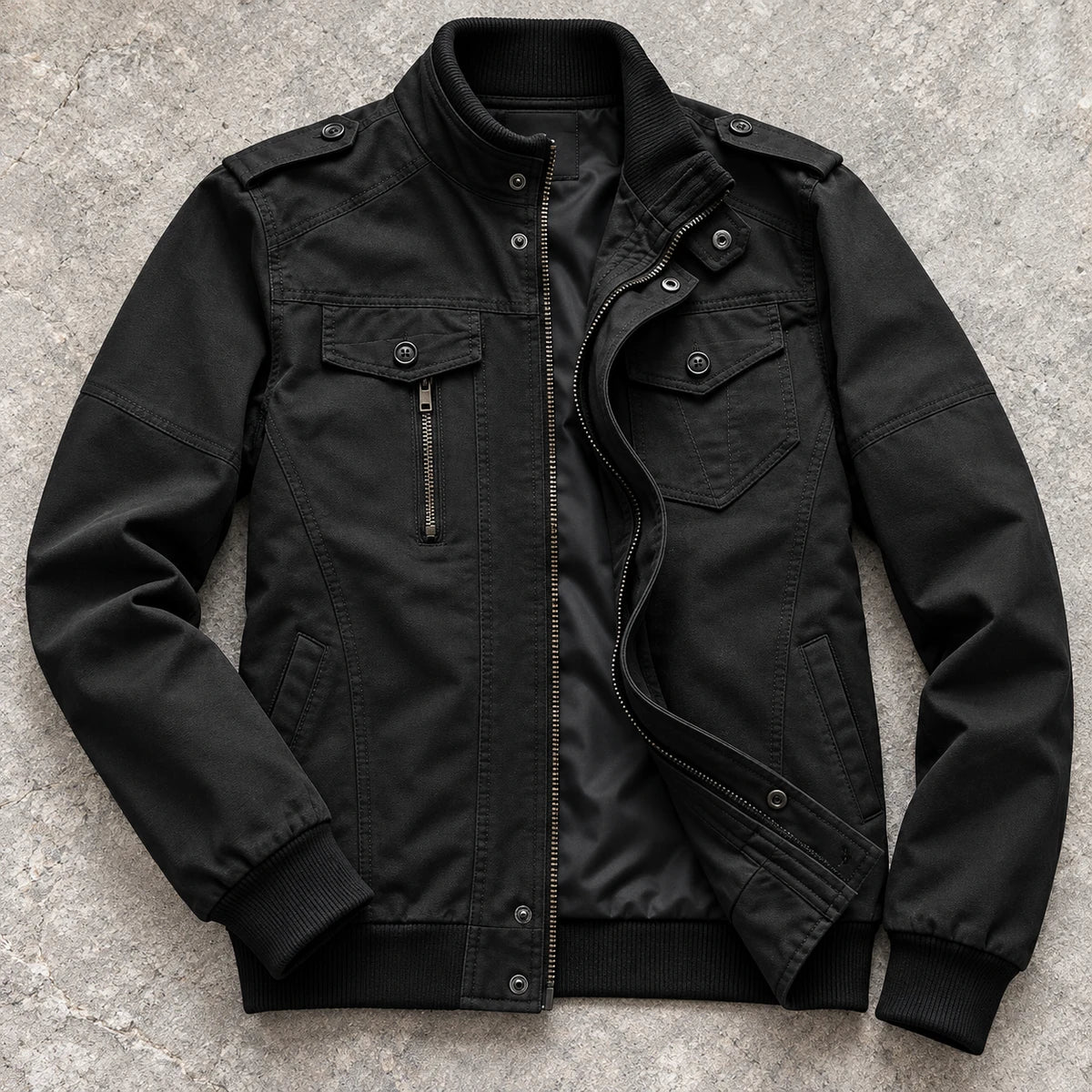 Cotton Jacket | Mael Black overhead flatlay
