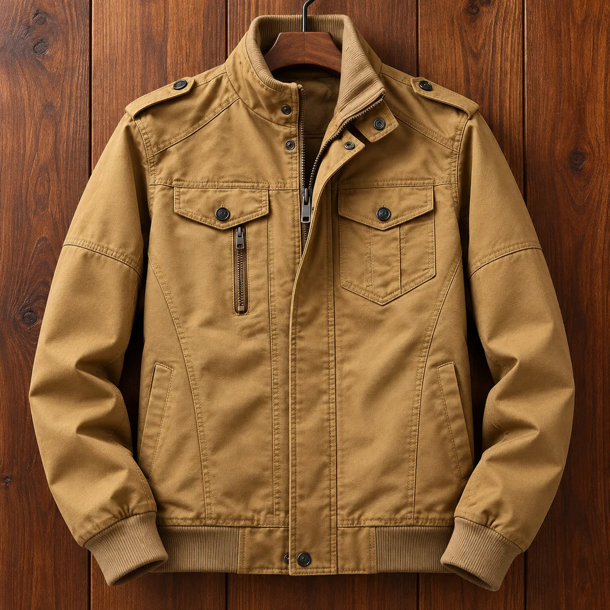 Cotton Jacket | Mael Khaki hanger front