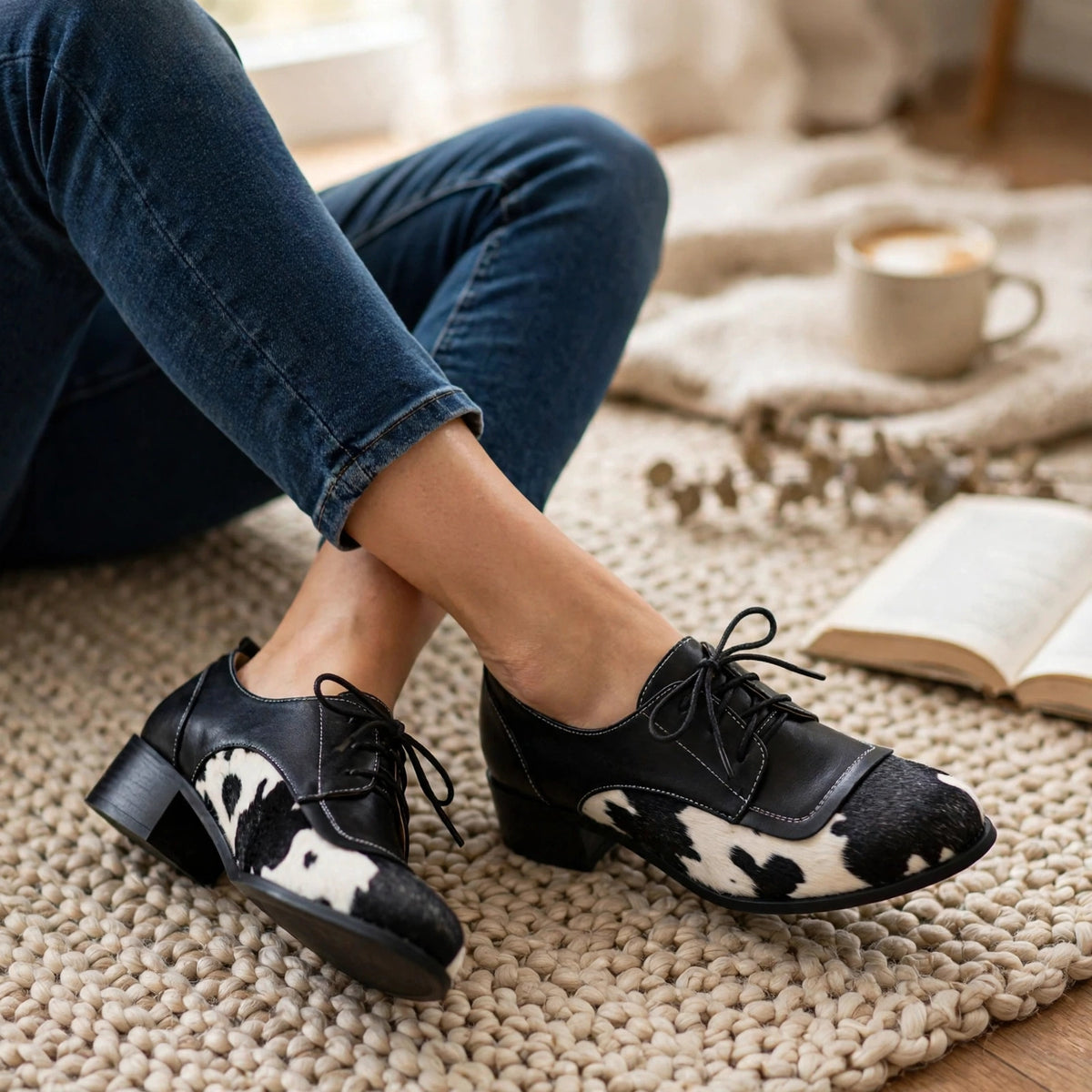 Piper Cow Print Oxfords