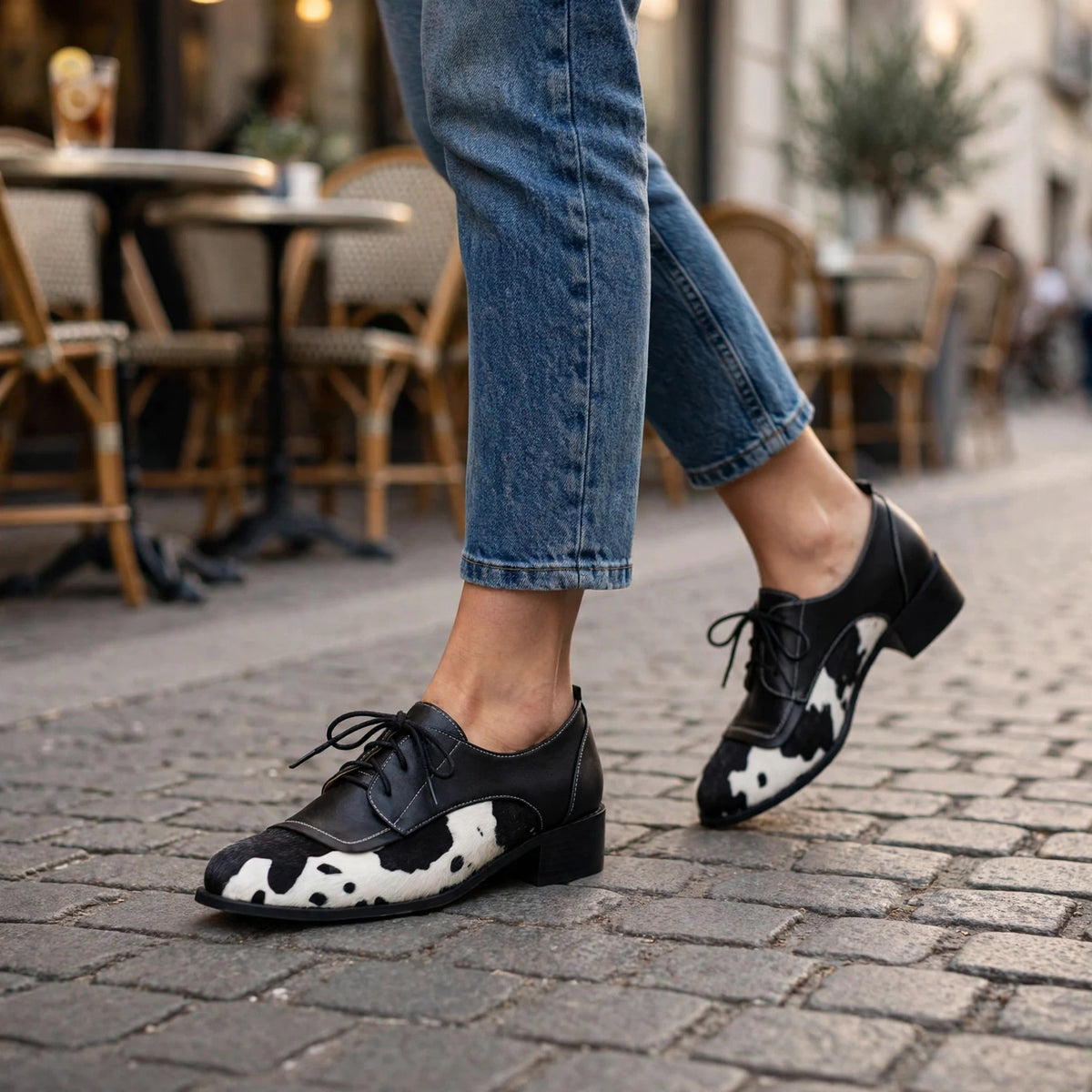 Piper Cow Print Oxfords