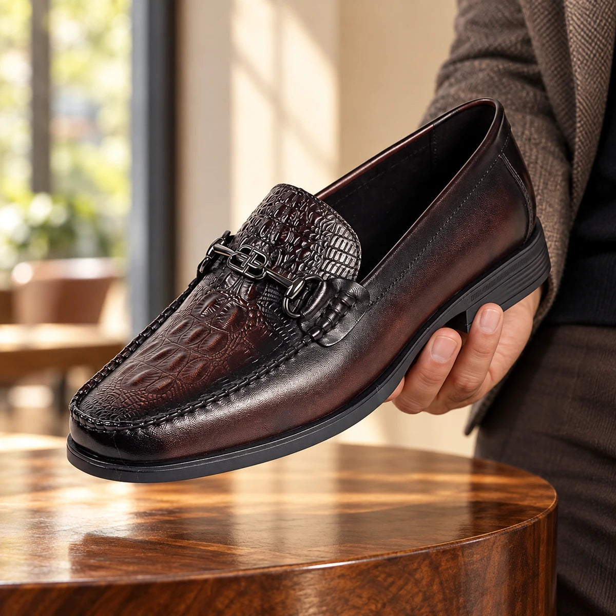 Cowhide Leather Loafers | Roland Dark Brown handheld
