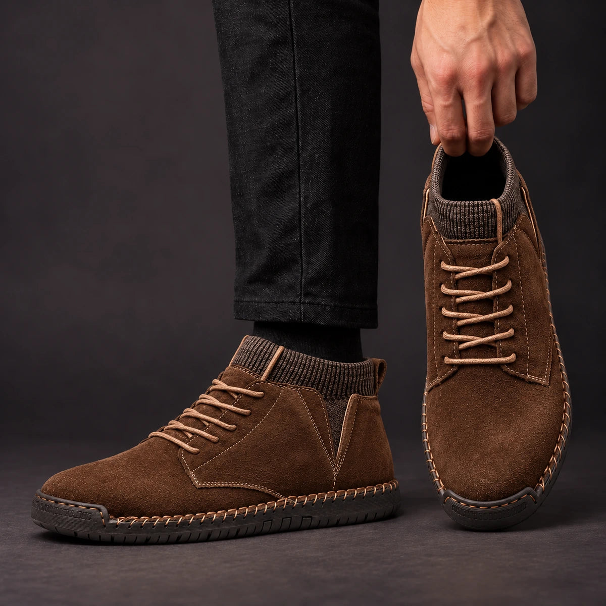 Cowhide Leather Boots | Clovis Brown model handheld