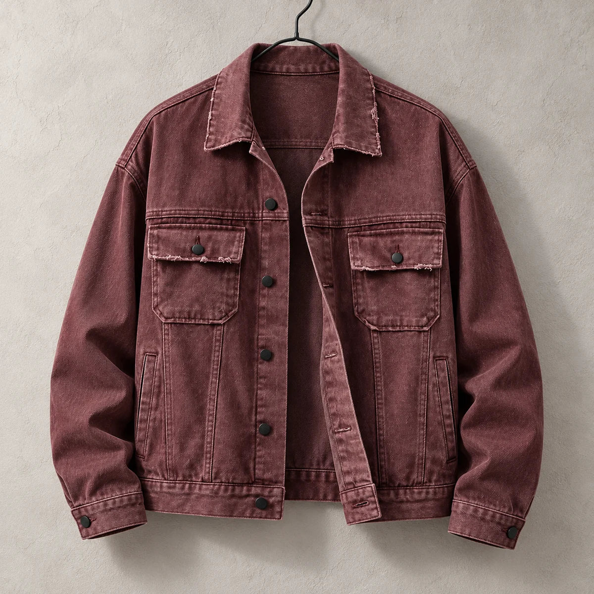 Denim Jacket | Malachy Red hanger front