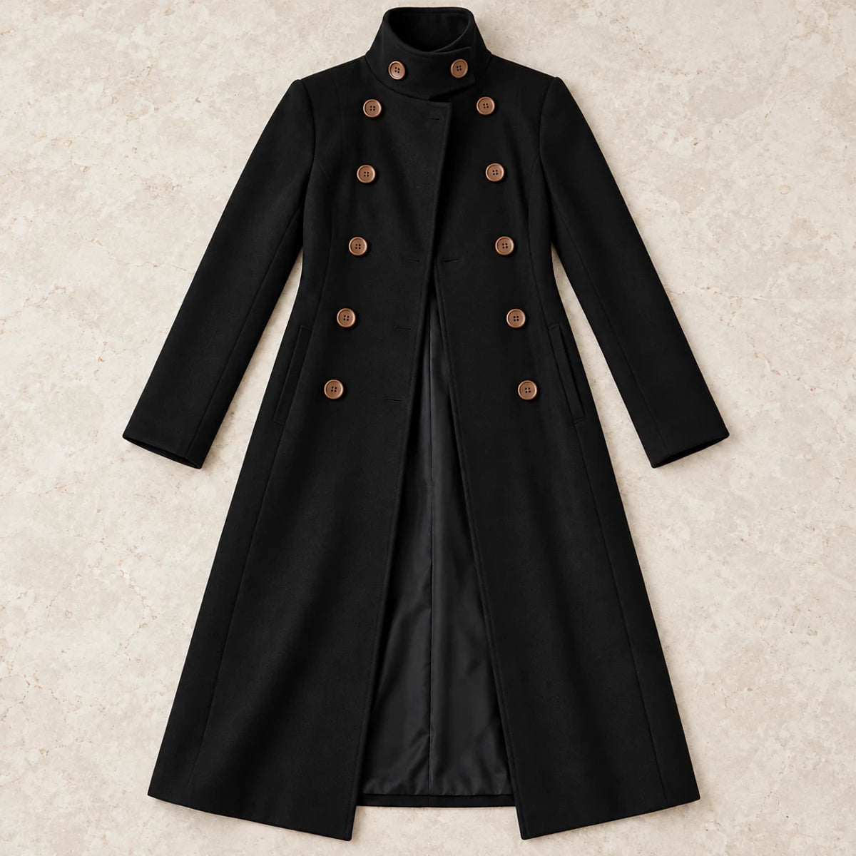 Dobby Coat | Rosalyn Black flatlay