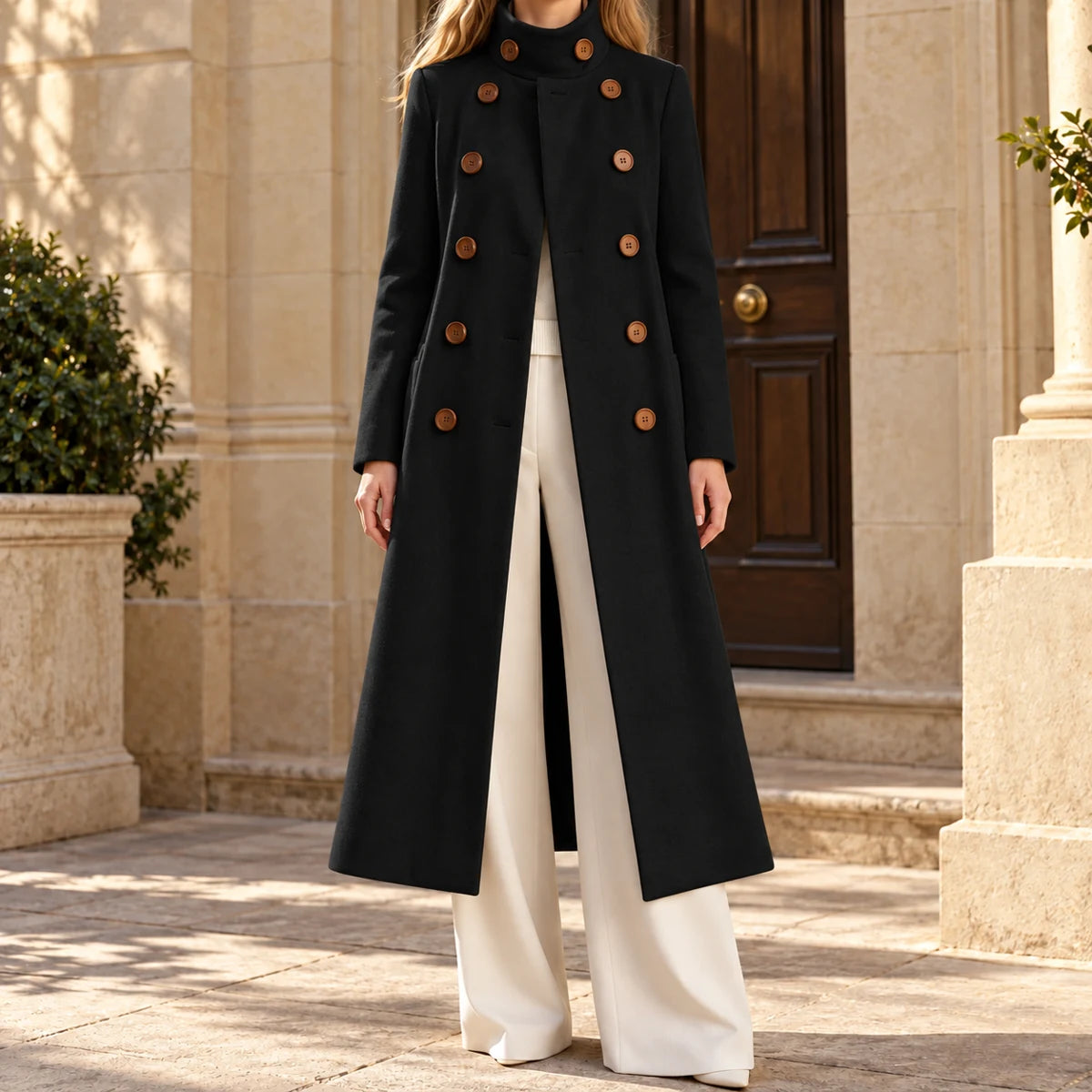 Dobby Coat | Rosalyn Black lifestyle