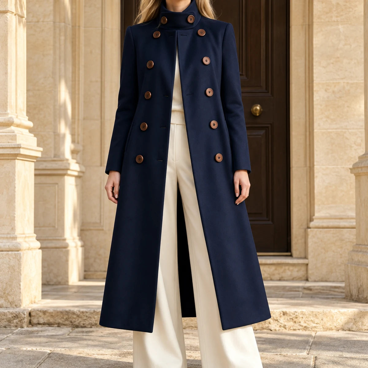 Dobby Coat | Rosalyn Blue lifestyle