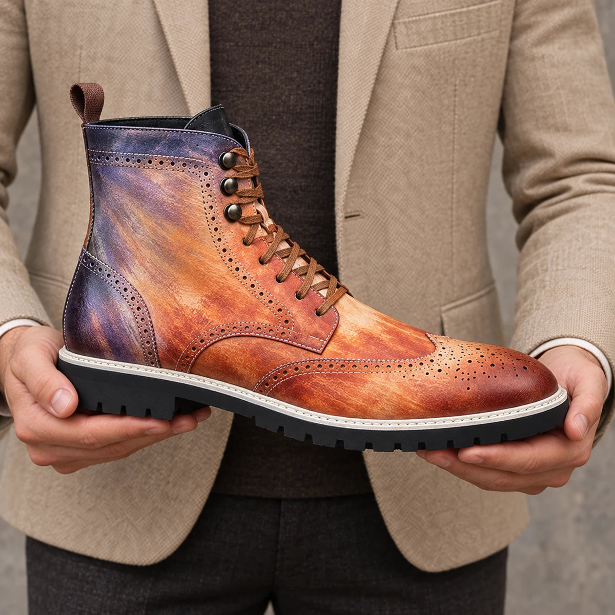 Faux Leather Boots | Edmund Multicolor handheld