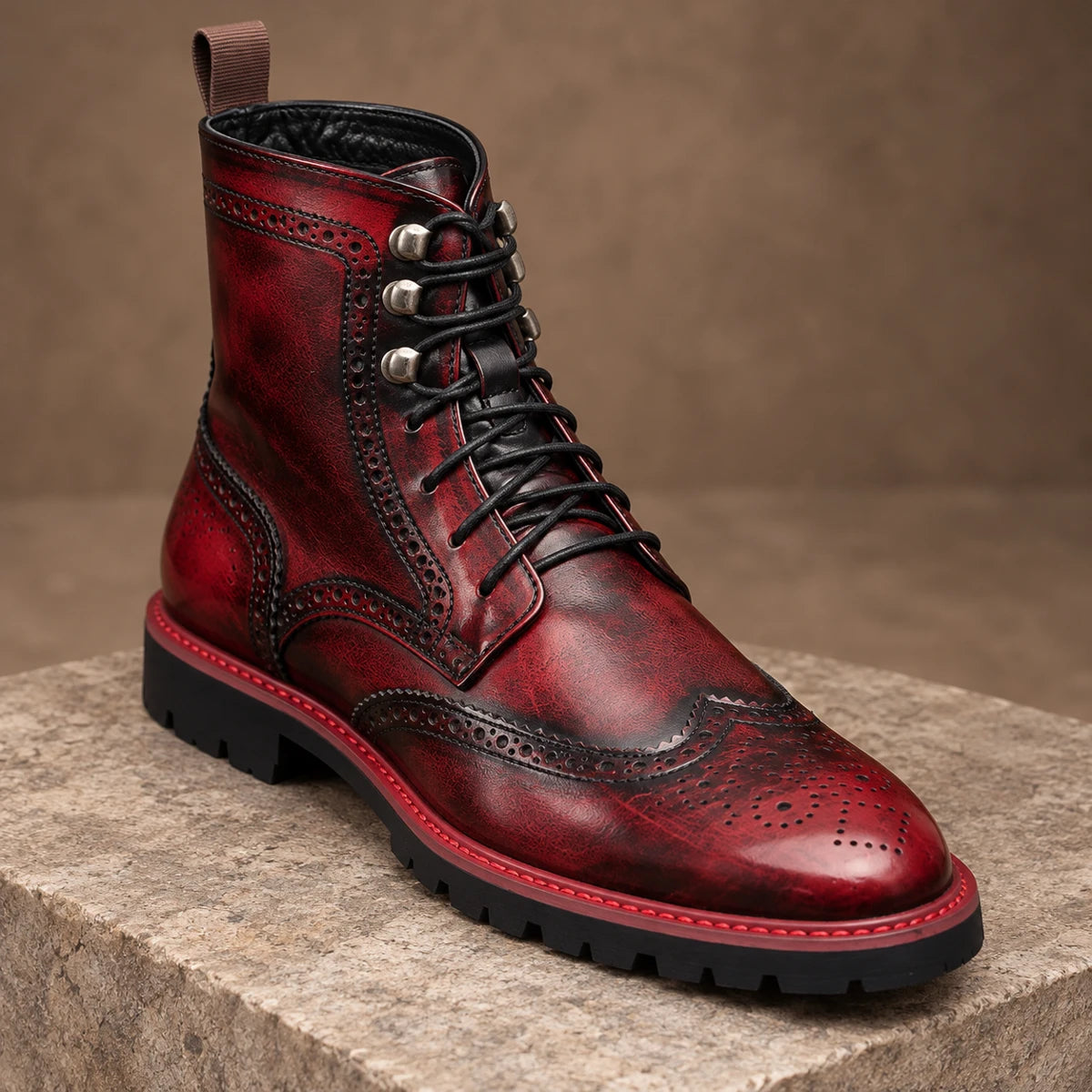 Faux Leather Boots | Edmund Red primary