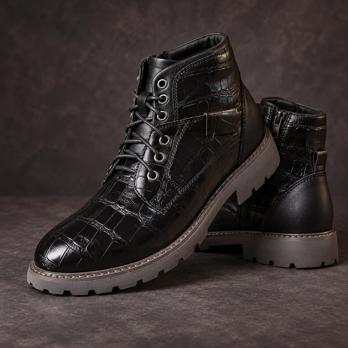 Leather Boots | Arne Black stacked pair