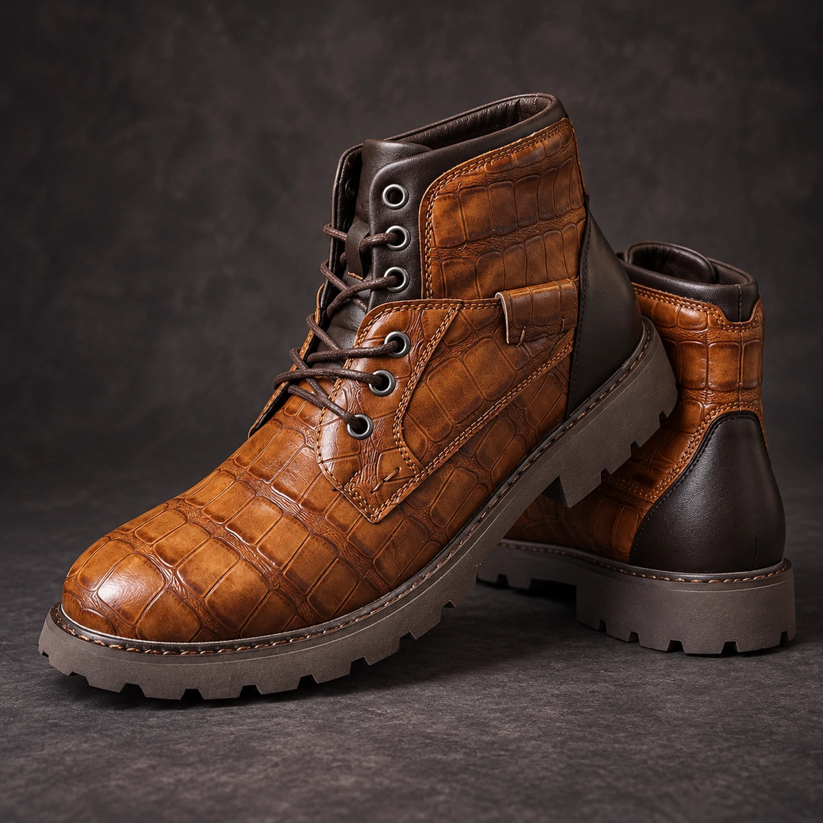 Leather Boots | Arne Tan stacked pair