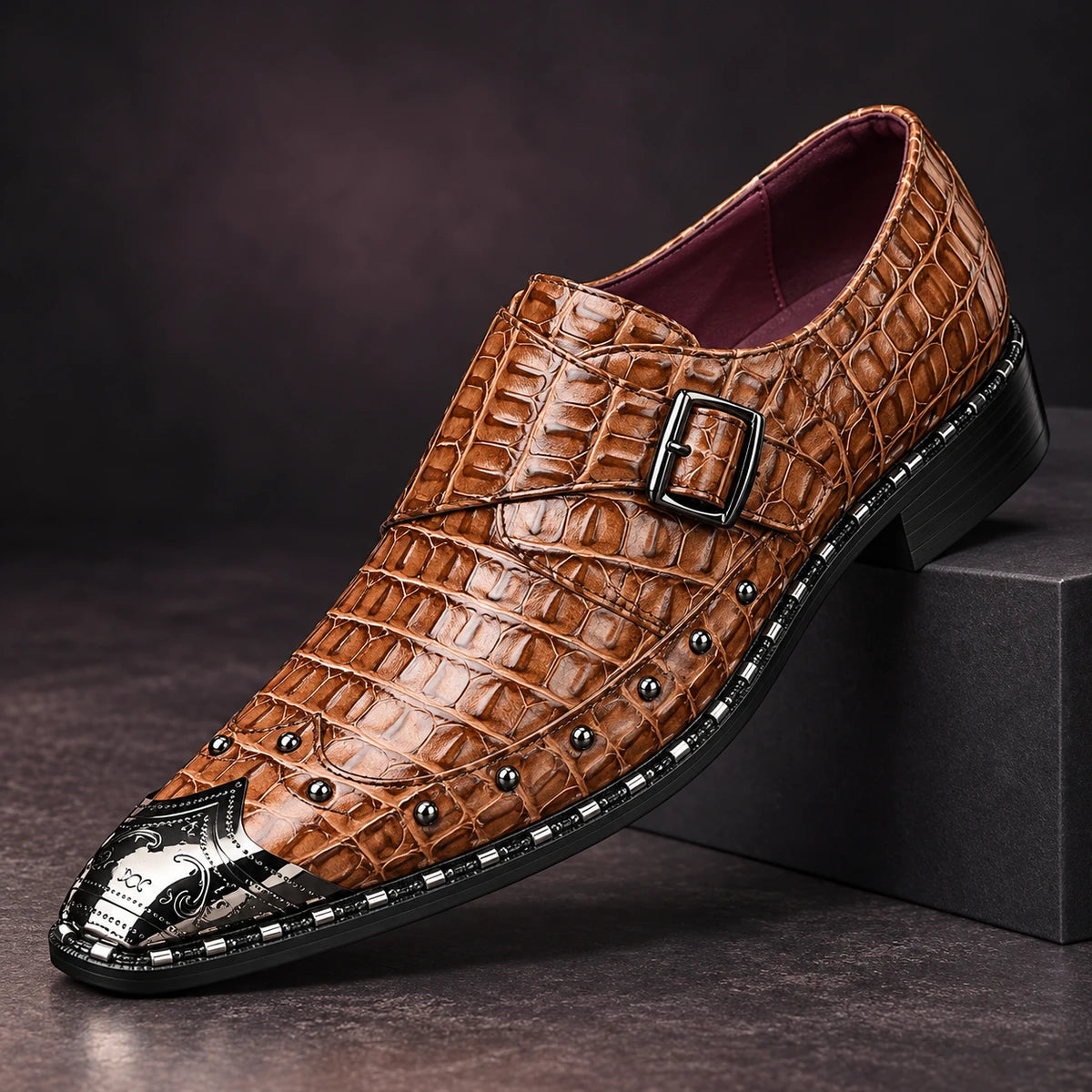 Leather Shoes | Kjell Brown diagonal pedestal