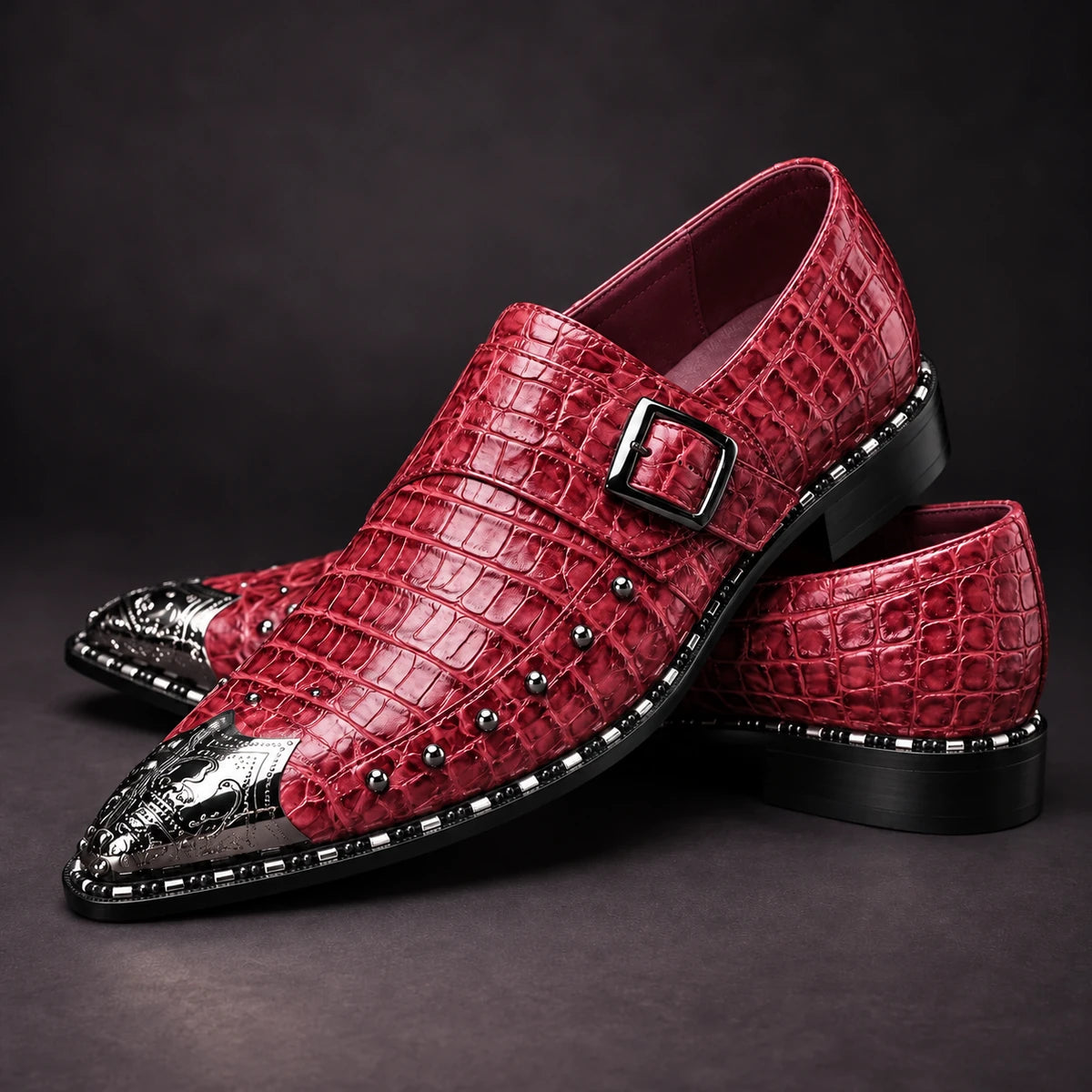 Leather Shoes | Kjell Red stacked pair