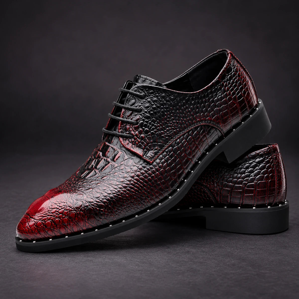 Leather Shoes | Leif Red stacked pair